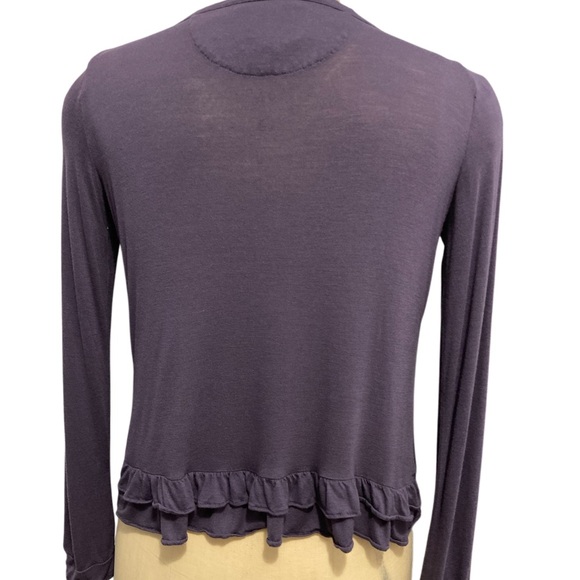 Anthropologie Deletta Open Cardigan with back ruffle and pinched flower front S - Picture 3 of 5